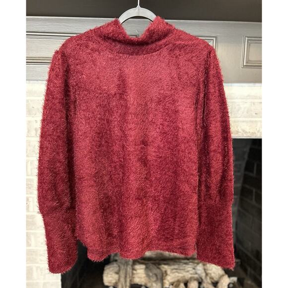 STATUS BY CHENAULT Eyelash Pull-Over Sweater Wine Women’s XL Soft NWT - Picture 1 of 8